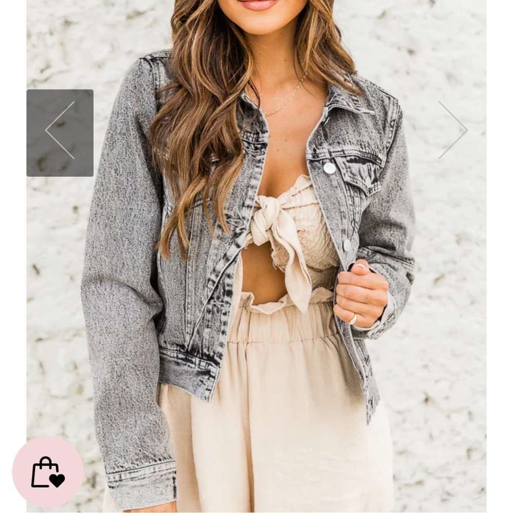 Pink Lily Charcoal Denim Jean Jacket